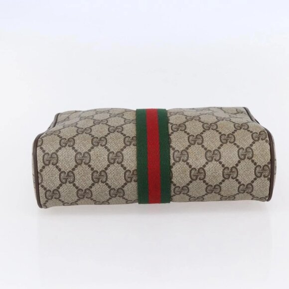 GUCCI GG Supreme Web Sherry Line Clutch Bag PVC Beige 156 01 012 Auth 149955 - Picture 7 of 16